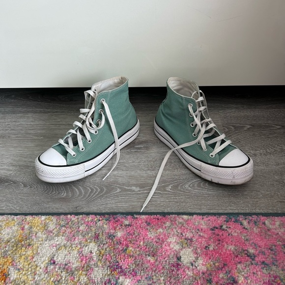 Converse Green and White High-Top Sneakers - Picture 3 of 4